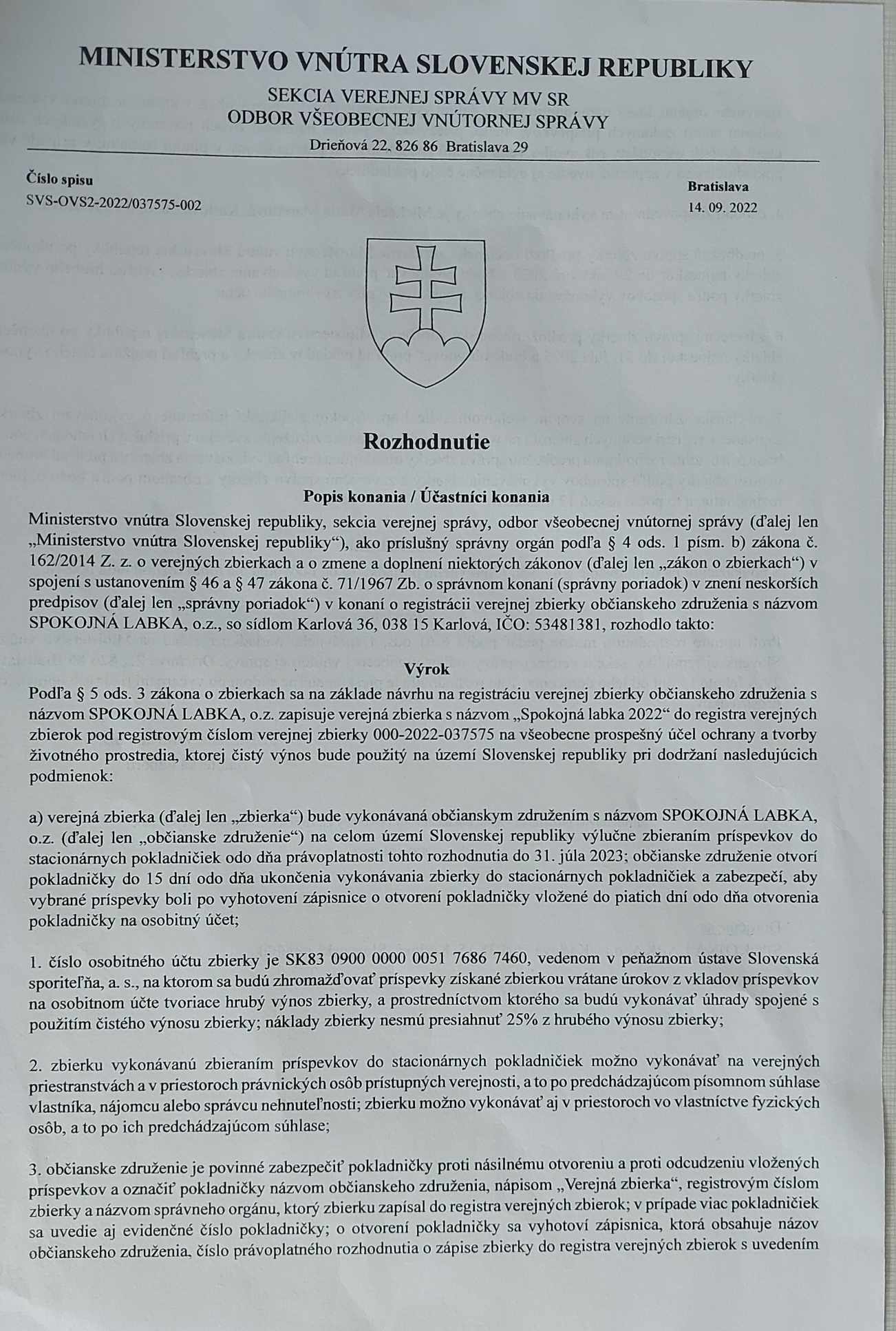 Verejná zbierka 2022 - 1