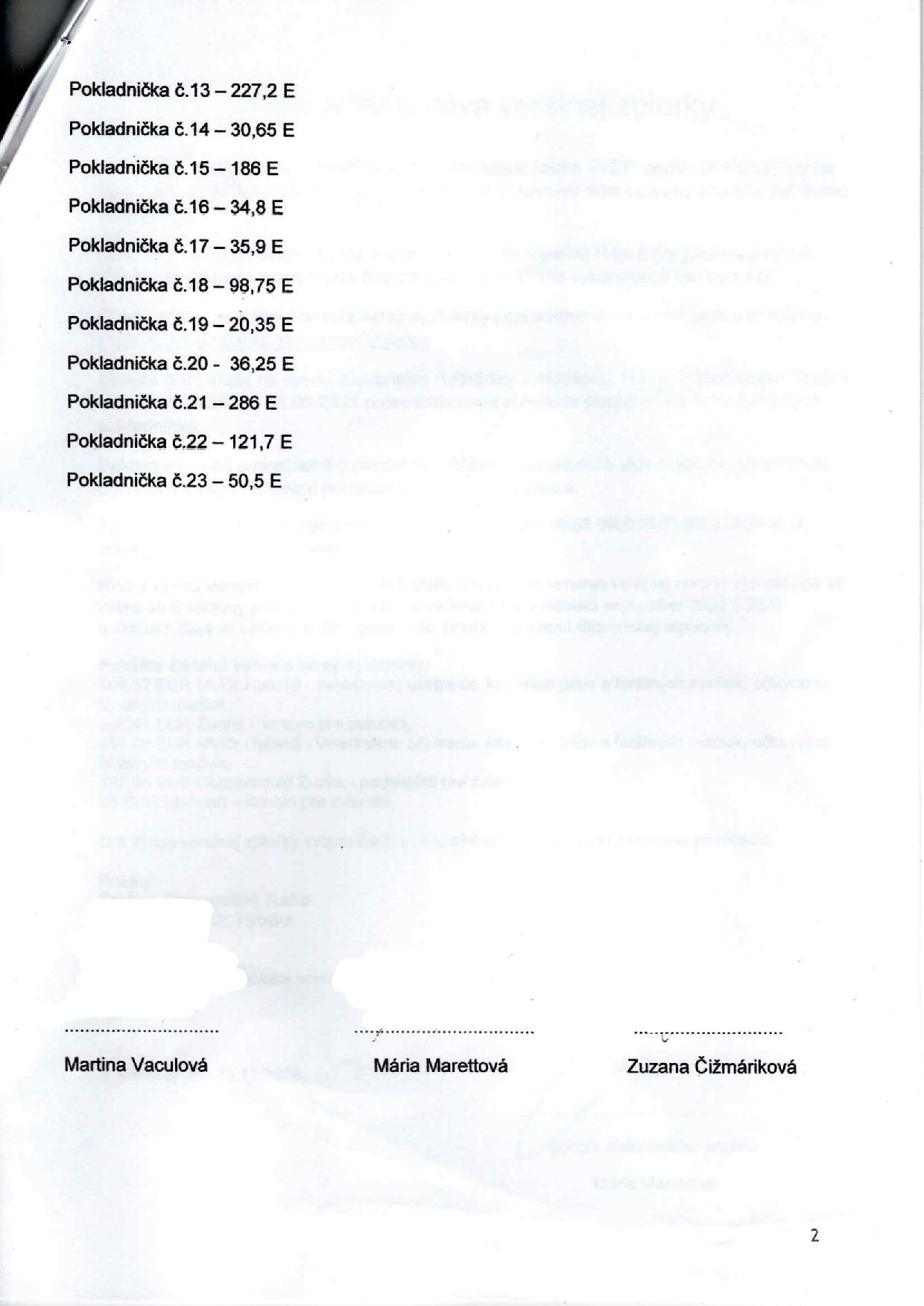 Zápisnica z pokladničiek 2023 - 2